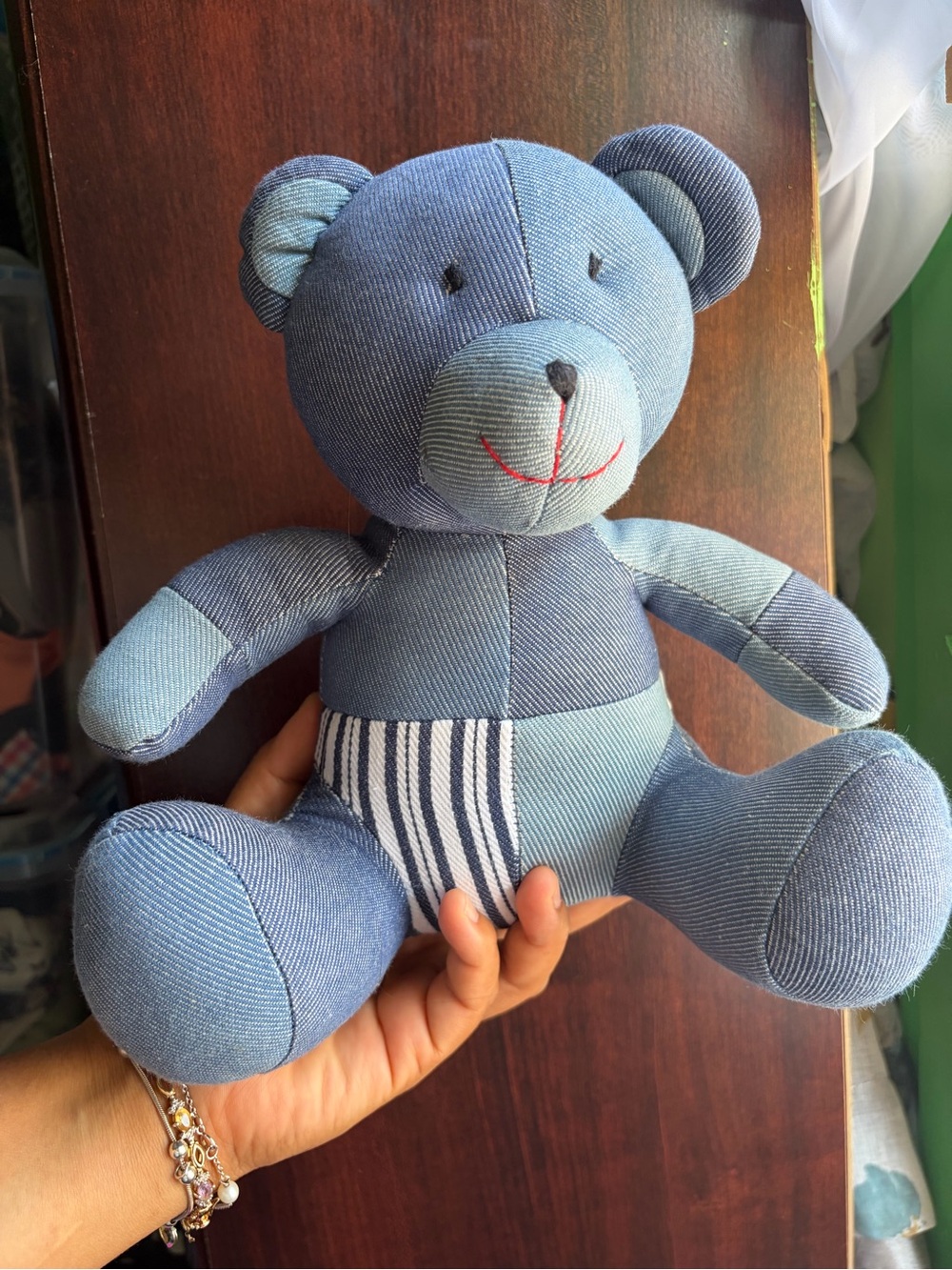 Levi's Blue Patchwork Denim Teddy Bear Plush